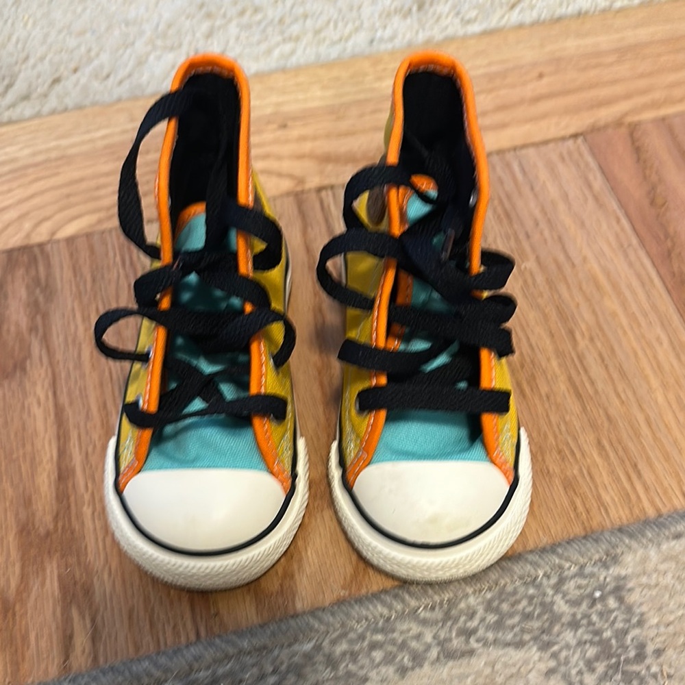 Converse Yellow and Blue High-Top Sneakers
